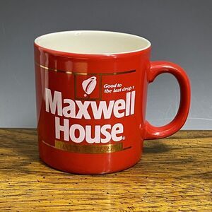 1980's Instant Maxwell‎ House Coffee Cup Mug 8oz Red Made In England